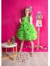 Green Organza Knee Length Flower Girl Dress